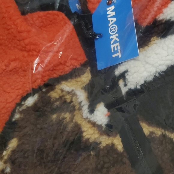 MARKET Duck Printed Multicolor Graphic Full Zip Sherpa Fleece Medium - Picture 9 of 9